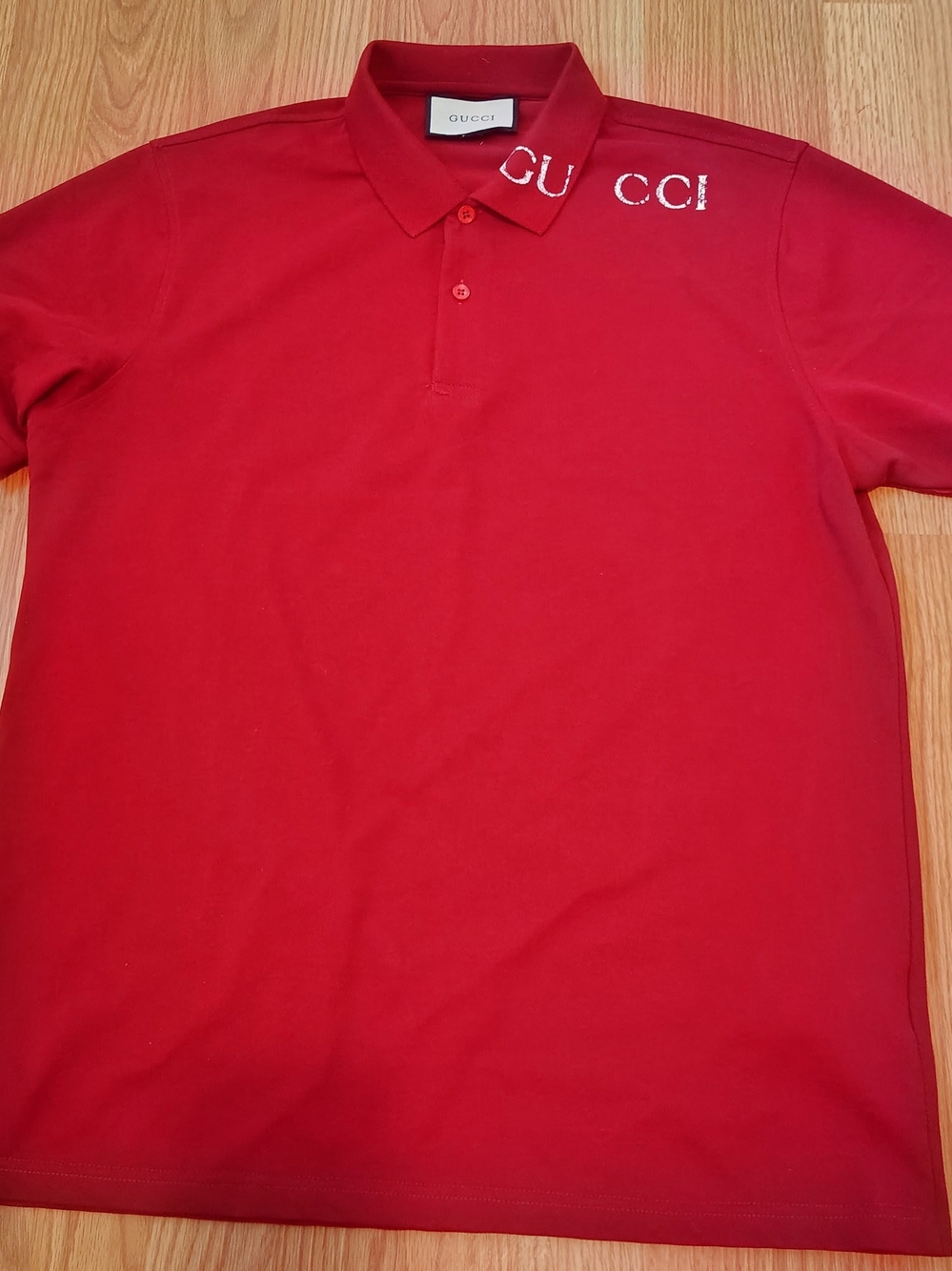 Gucci Red Polo with Embroidered Shoulder Logo
